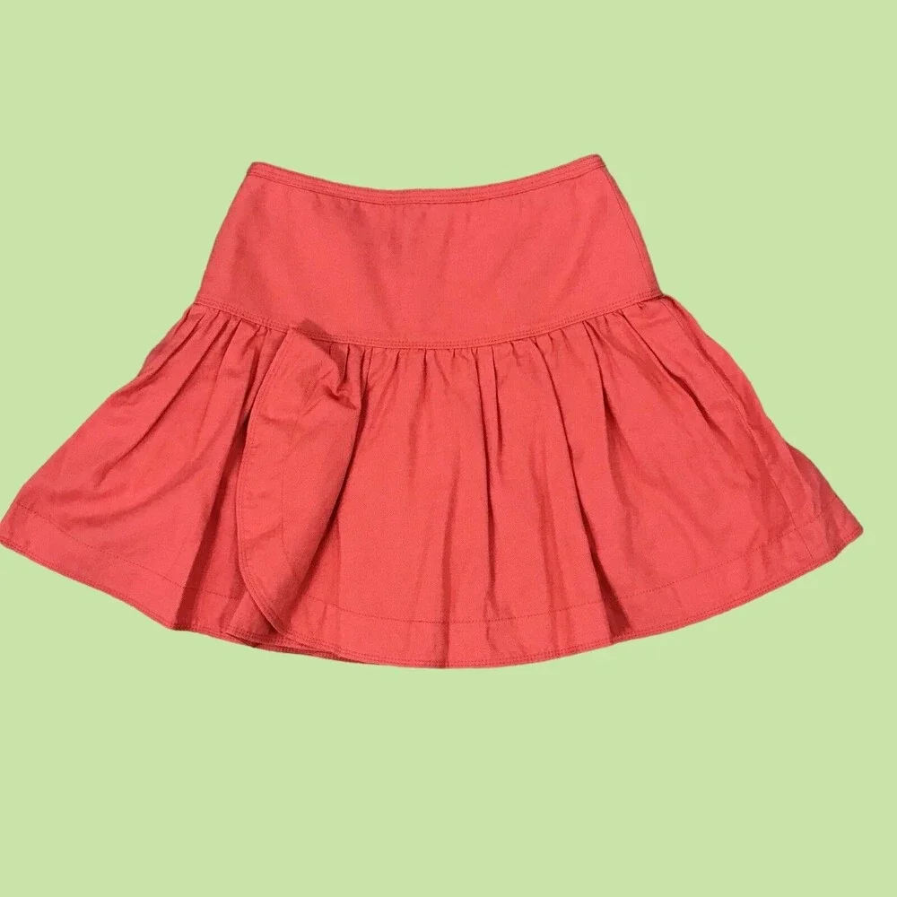 J. Crew Swish‎ Skirt 00 Coral Linen Cotton Back Zip Lined Womens Mini MSRP $98
